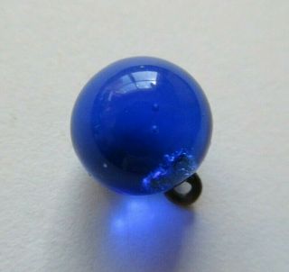 Striking Antique Vtg 19th C Cobalt Blue Glass Charmstring Ball Button 7/16 " (c)
