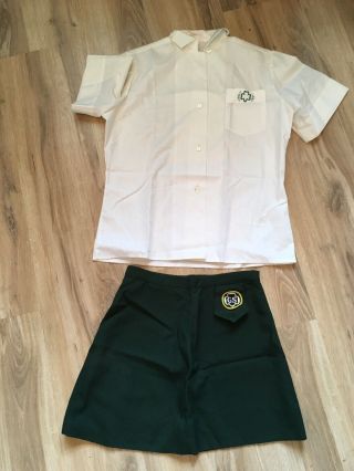 Vintage 1970s Girl Scout Cadette Uniform Blouse Skirt