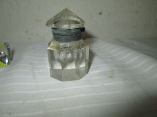 Vintage Antique Style Square Clear Glass Inkwell Bottle Ink With Cap