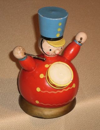 Antique Wood Toy Drummer Rare Music Box Italy Mermod Jaccard Swiss Movement 814k
