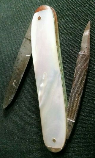 Antique J.  A.  Henckels Pocket Knife Mother Of Pearl Old Vintage German Pre 1900’s