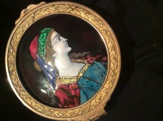Antique French Gilt Bronze Enameled Painting Portrait Jewelry Trinket Box 5