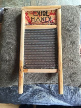 Dubl Handi Wash Board 18 " X 8.  5 " Wood & Galvanized Steel Laundry Board