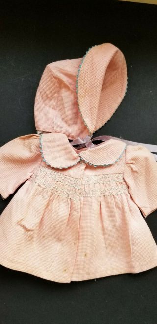 Vintage Adorable Pink Smoked Baby Doll Coat And Bonnet Tiny Tears Dydee Baby