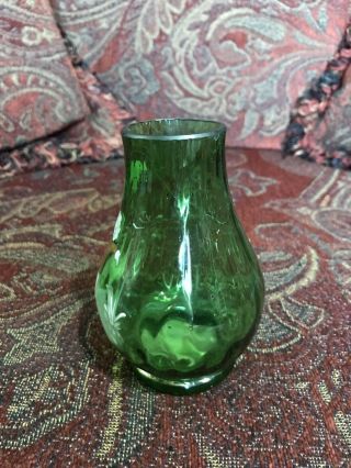 Antique Small Mary Gregory Green Vase With Child 2
