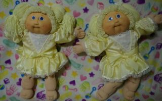 1985 Cabbage Patch Kids Twin Girls Lemon Ponies/blue Eyes Hm2 P Factory