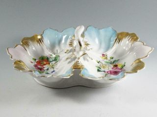 Antique C.  T.  Tielsch Germany Porcelain Divided Serving Dish / Bowl 2