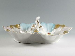 Antique C.  T.  Tielsch Germany Porcelain Divided Serving Dish / Bowl 3