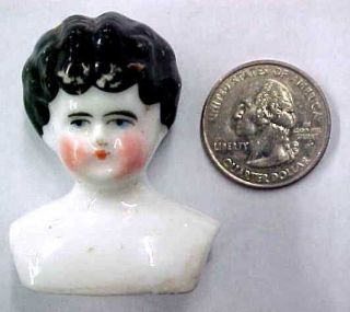 Tiny Antique German China Doll Head - Low Brow