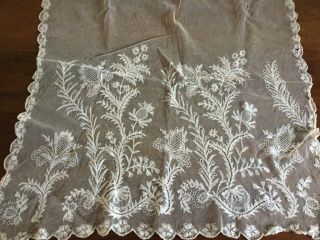 Antique Tambour Lace Panel - Hand Embroidered