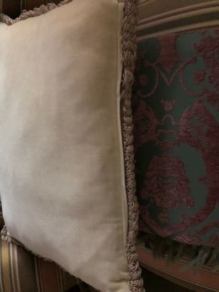 Antique Victorian Needlepoint Pillow Embroidered Velvet Back 3