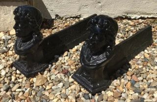 Vintage French Cast Iron Fire Dogs / Andirons