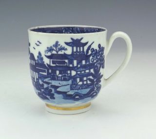 Antique Caughley Pottery - Willow Pattern Blue & White Cup - Early