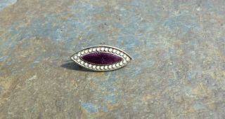 Small Antique Sterling Sliver Enamelled & Seed Pearls Pin 7/8 "