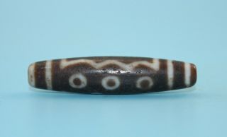 57 13mm Antique Dzi Agate Old 5 Eyes Bead From Tibet
