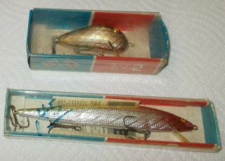 Nos - Vintage Bill Norman Lures In Early Reb 2 Cardboard Boxes - Rare Colors