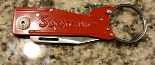 SOG x Supreme FW18 KeyTron Folding Knife Keychain Red Stainless Steel 1.  8 