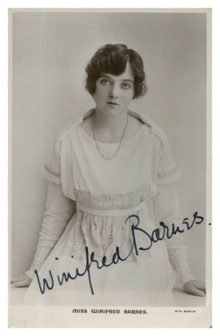 Antique Miss Winifred Barnes Hand Signed Autograph Photographic Postcard Actress