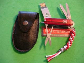 Ntsa Swiss Army Victorinox Pocket Knife Swiss Memory 16gb Pen & Handmade Case