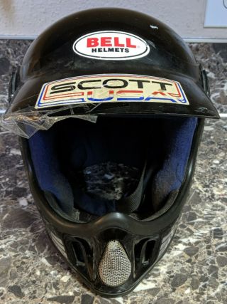 Vintage Bell Moto 4 Force Flow Helmet Black 7 1/4 58 Dot Visor Damage See Photos