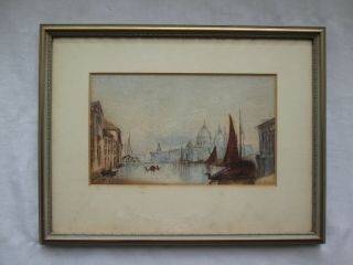 Vintage Antique Framed Mounted Watercolour ? Painting Venice