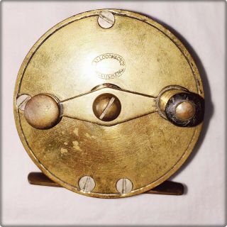 Early S.  Allcock Redditch Solid Brass 2.  5 " Diameter Single Action Brass Fly Reel