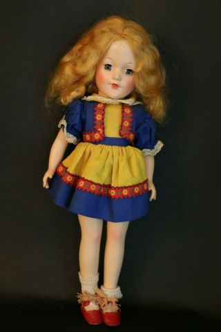 Vintage Mary Hoyer Type Hard Plastic Doll,  14 In,  Made In Usa In A Circle 1950 