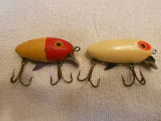 2 Vintage Clark Water Scout Old Wood Fishing Lure