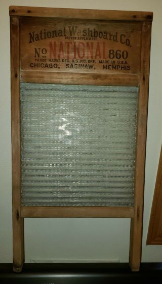Vintage National Washboard Co No 860.  24” X 12 1/2“.  Glass Ribs Intact 2