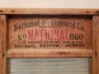 Vintage National Washboard Co No 860.  24” X 12 1/2“.  Glass Ribs Intact 3