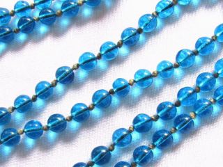 Antique Chinese Turquoiseblue Peking Glass 178 Bead 63 " Knotted Endless Necklace