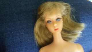 Vintage Brunette Light Blond Barbie Doll With Real Eyelashes And Bangs