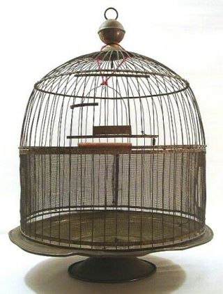 Antique Brass Bird Cage House Hendryx Victorian Birdcage 1900s Domed Hanging