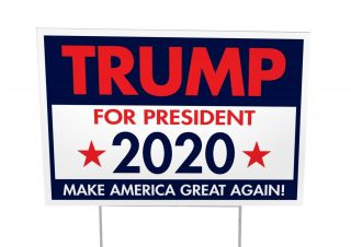 Trump 2020 Yard Signs 12 " X 18 " D/s With H - Frame.  Printed Using Glossy Uv Inks