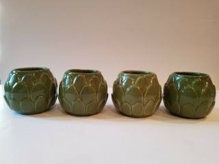 Vintage Big Sur Mill Pottery Artichoke Ceramic Cups Set Of 4 Mid - Century Modern