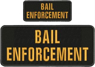 Bail Enforcement Embroidery Patch 4x10 And 2x5 Hook On Back Blk/gold