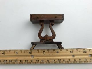 Vintage 1:12 Dollhouse Miniature Antique Style Wood Marble Top LYRE Table 4