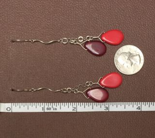 Red Antique African Trade Bead Mali Fulani Wedding Glass 925 Silver Earrings 5