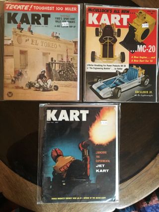 3 Vintage Kart Magazines,  April July August 1961