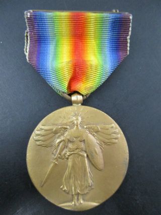 Antique 1914 - 1919 U.  S.  Wwi Victory Medal The Great War For Civilization W Ribbon