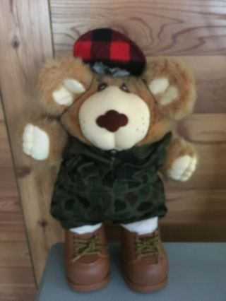 Vintage Furskin Teddy Bear In Camo By Xavier Roberts 14 "