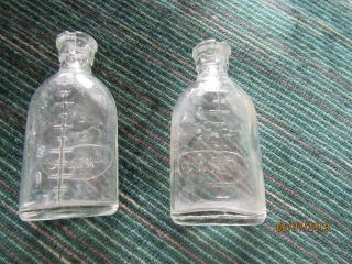 Vintage 2 Amsco Doll - E - Toys Embossed Glass Baby Doll Bottle
