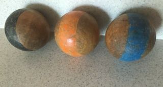 Set of 6 Antique Vintage Wood Croquet Balls Single 1 - Stripe 3.  25 