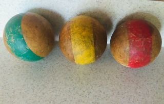 Set of 6 Antique Vintage Wood Croquet Balls Single 1 - Stripe 3.  25 