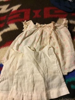 Vintage Antique Doll Clothes Pink Eyelet Dress 2 Slips