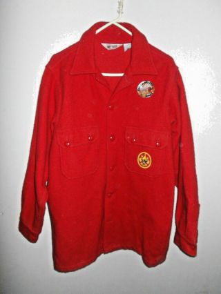 Vintage Boy Scouts Red Wool Uniform Jacket Sz 42 Bakelite Buttons Bsa Shirt