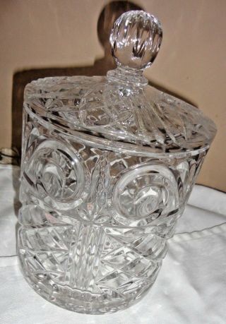 Vintage Heavy Lead Crystal Glass Candy Cookie Jar Canister With Lid