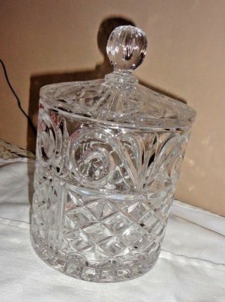 VINTAGE HEAVY LEAD CRYSTAL GLASS CANDY COOKIE JAR CANISTER WITH LID 2
