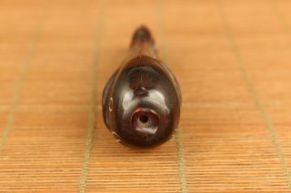 Chinese old yak horn hand carving fish statue figue netsuke pendant noble gift 4