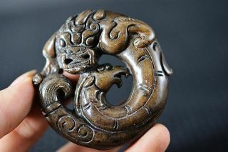 Exquisite Chinese Old Jade Carved Dragon/phoenix Lucky Pendant Y17